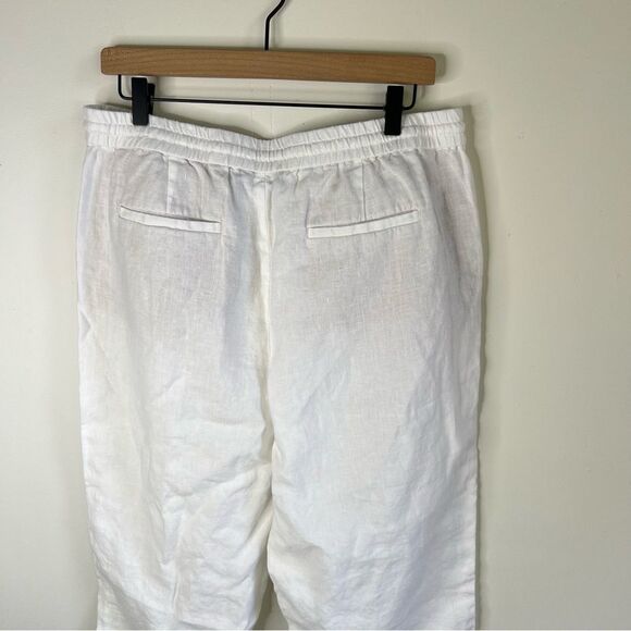 Talbots White with Nude Pockets Relaxed Fit Linen Pants size 12 NWOT - Picture 5 of 8